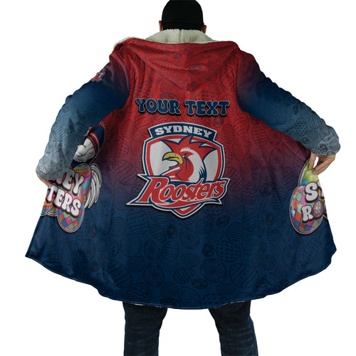 Personalized Sydney Roosters Cloak Easter Mascot - Colorful Eggs Cartoon Style