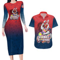 Personalized Sydney Roosters Couples Matching Long Sleeve Bodycon Dress and Hawaiian Shirt Easter Mascot - Colorful Eggs Cartoon Style