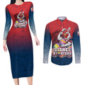 Personalized Sydney Roosters Couples Matching Long Sleeve Bodycon Dress and Long Sleeve Button Shirt Easter Mascot - Colorful Eggs Cartoon Style