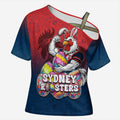 Personalized Sydney Roosters Cross Shoulder Shirt Easter Mascot - Colorful Eggs Cartoon Style