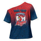 Personalized Sydney Roosters Cross Shoulder Shirt Easter Mascot - Colorful Eggs Cartoon Style