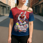 Personalized Sydney Roosters Cross Shoulder Shirt Easter Mascot - Colorful Eggs Cartoon Style