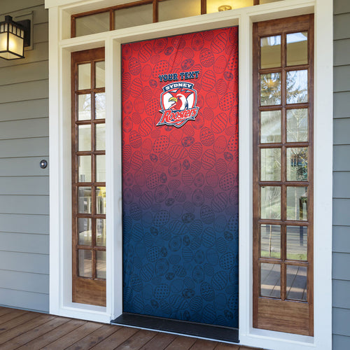 Personalized Sydney Roosters Door Cover Easter Mascot - Colorful Eggs Cartoon Style