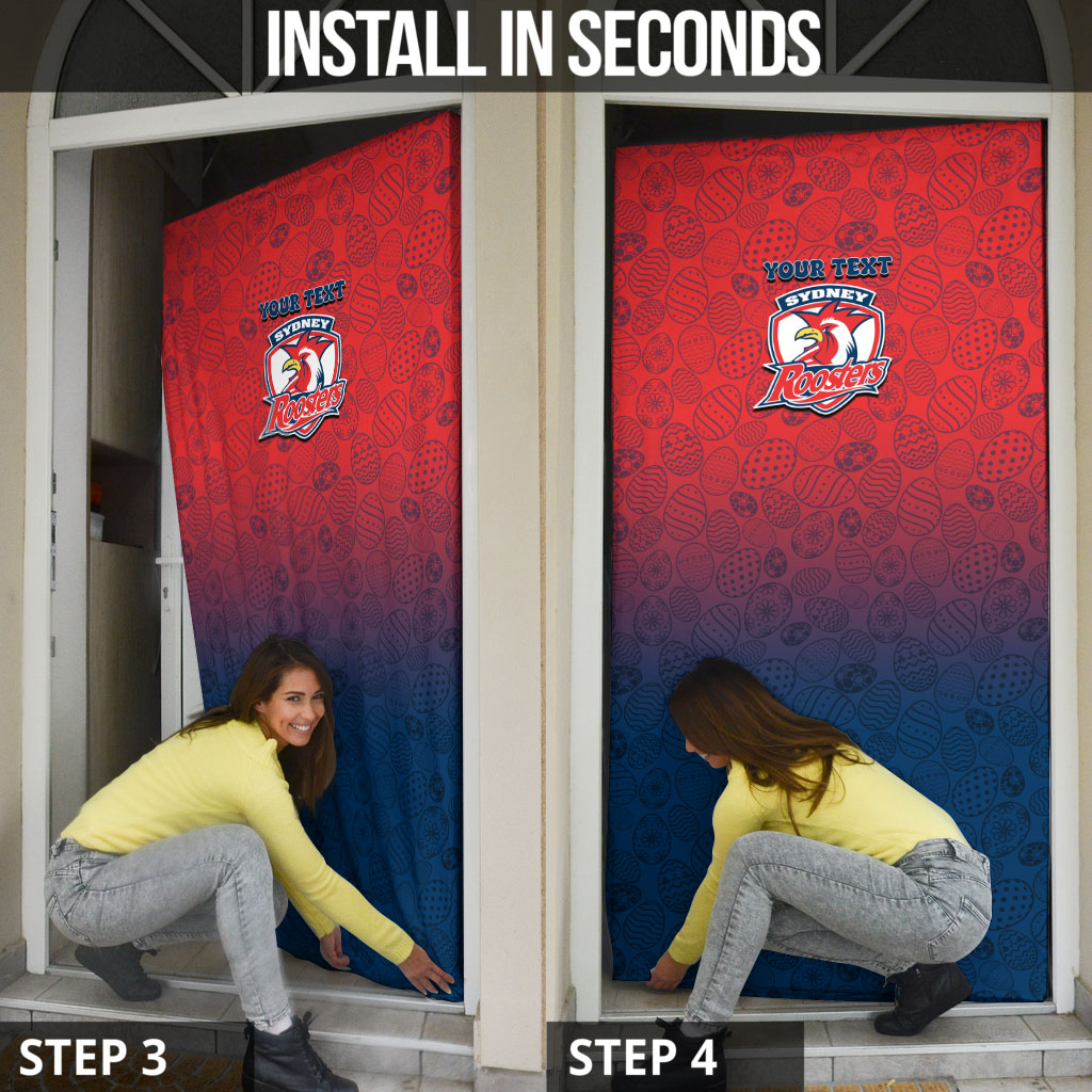 Personalized Sydney Roosters Door Cover Easter Mascot - Colorful Eggs Cartoon Style