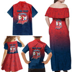 Personalized Sydney Roosters Family Matching Off Shoulder Maxi Dress and Hawaiian Shirt Easter Mascot - Colorful Eggs Cartoon Style