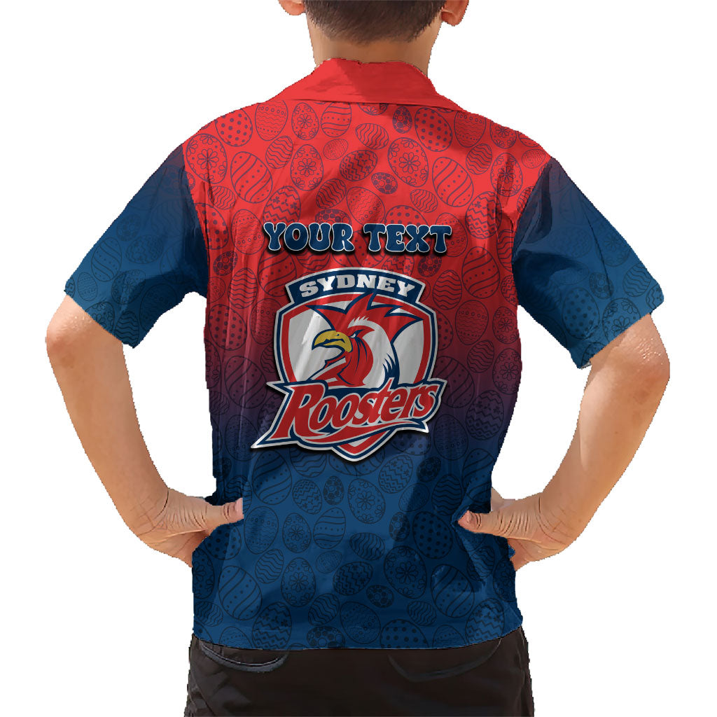 Personalized Sydney Roosters Family Matching Off Shoulder Short Dress and Hawaiian Shirt Easter Mascot - Colorful Eggs Cartoon Style
