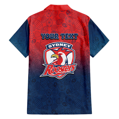Personalized Sydney Roosters Family Matching Puletasi and Hawaiian Shirt Easter Mascot - Colorful Eggs Cartoon Style