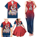 Personalized Sydney Roosters Family Matching Tank Maxi Dress and Hawaiian Shirt Easter Mascot - Colorful Eggs Cartoon Style
