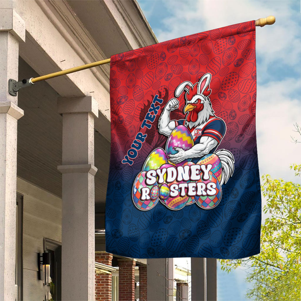Personalized Sydney Roosters Garden Flag Easter Mascot - Colorful Eggs Cartoon Style