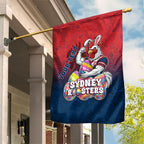 Personalized Sydney Roosters Garden Flag Easter Mascot - Colorful Eggs Cartoon Style