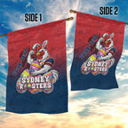 Personalized Sydney Roosters Garden Flag Easter Mascot - Colorful Eggs Cartoon Style