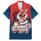 Personalized Sydney Roosters Hawaiian Shirt Easter Mascot - Colorful Eggs Cartoon Style