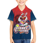 Personalized Sydney Roosters Hawaiian Shirt Easter Mascot - Colorful Eggs Cartoon Style