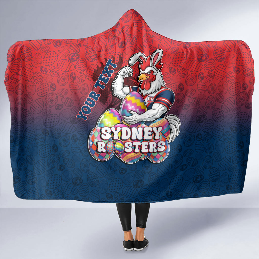 Personalized Sydney Roosters Hooded Blanket Easter Mascot - Colorful Eggs Cartoon Style