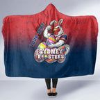 Personalized Sydney Roosters Hooded Blanket Easter Mascot - Colorful Eggs Cartoon Style