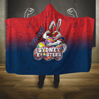 Personalized Sydney Roosters Hooded Blanket Easter Mascot - Colorful Eggs Cartoon Style