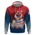 Personalized Sydney Roosters Hoodie Easter Mascot - Colorful Eggs Cartoon Style