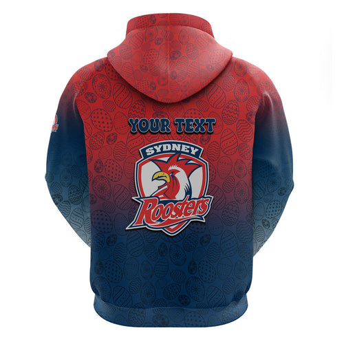 Personalized Sydney Roosters Hoodie Easter Mascot - Colorful Eggs Cartoon Style