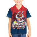 Personalized Sydney Roosters Kid Hawaiian Shirt Easter Mascot - Colorful Eggs Cartoon Style