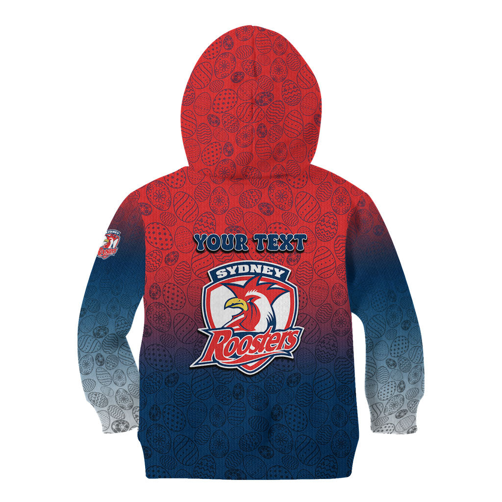 Personalized Sydney Roosters Kid Hoodie Easter Mascot - Colorful Eggs Cartoon Style