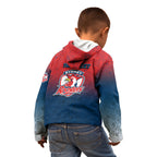 Personalized Sydney Roosters Kid Hoodie Easter Mascot - Colorful Eggs Cartoon Style