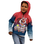 Personalized Sydney Roosters Kid Hoodie Easter Mascot - Colorful Eggs Cartoon Style