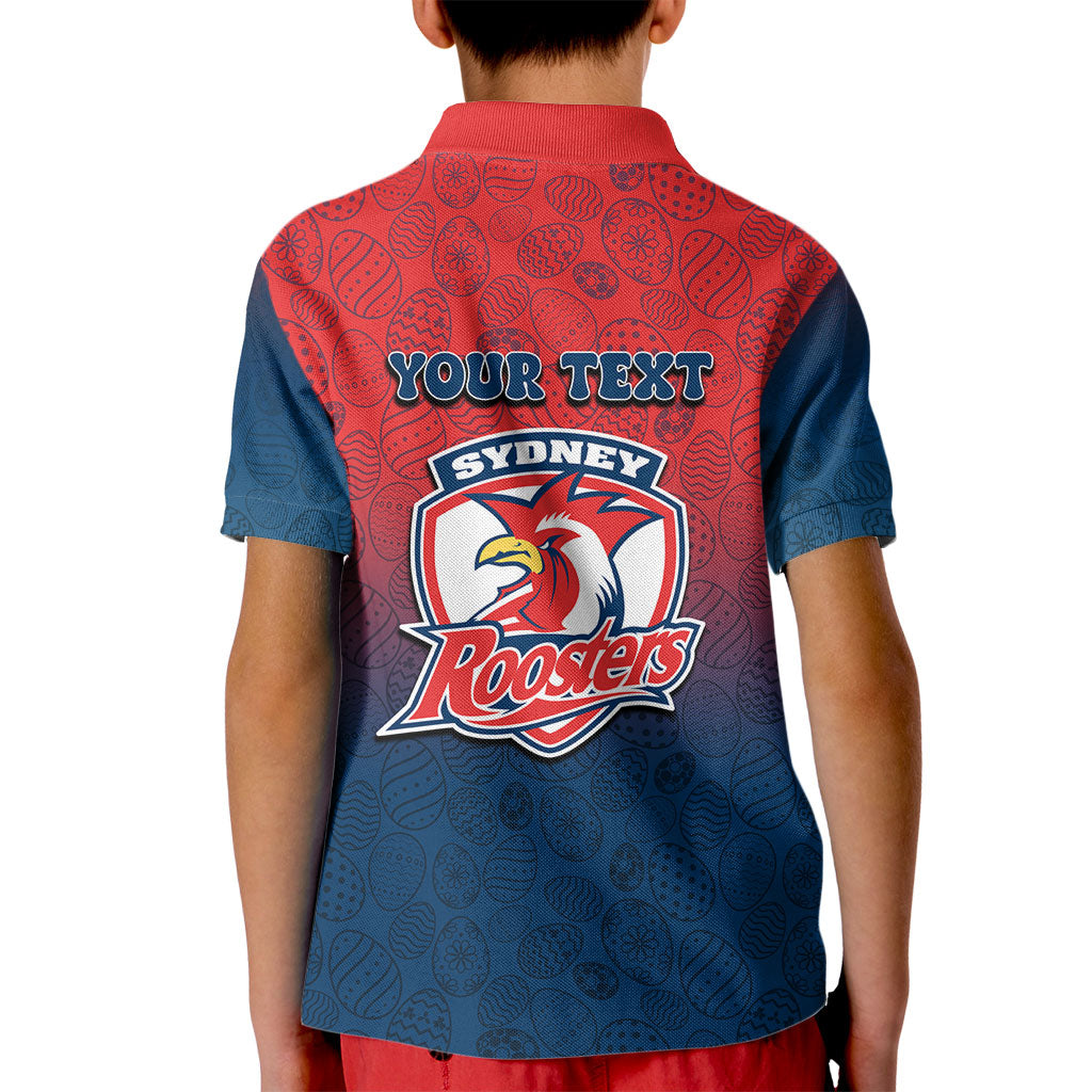 Personalized Sydney Roosters Kid Polo Shirt Easter Mascot - Colorful Eggs Cartoon Style