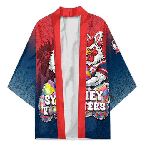 Personalized Sydney Roosters Kimono Easter Mascot - Colorful Eggs Cartoon Style