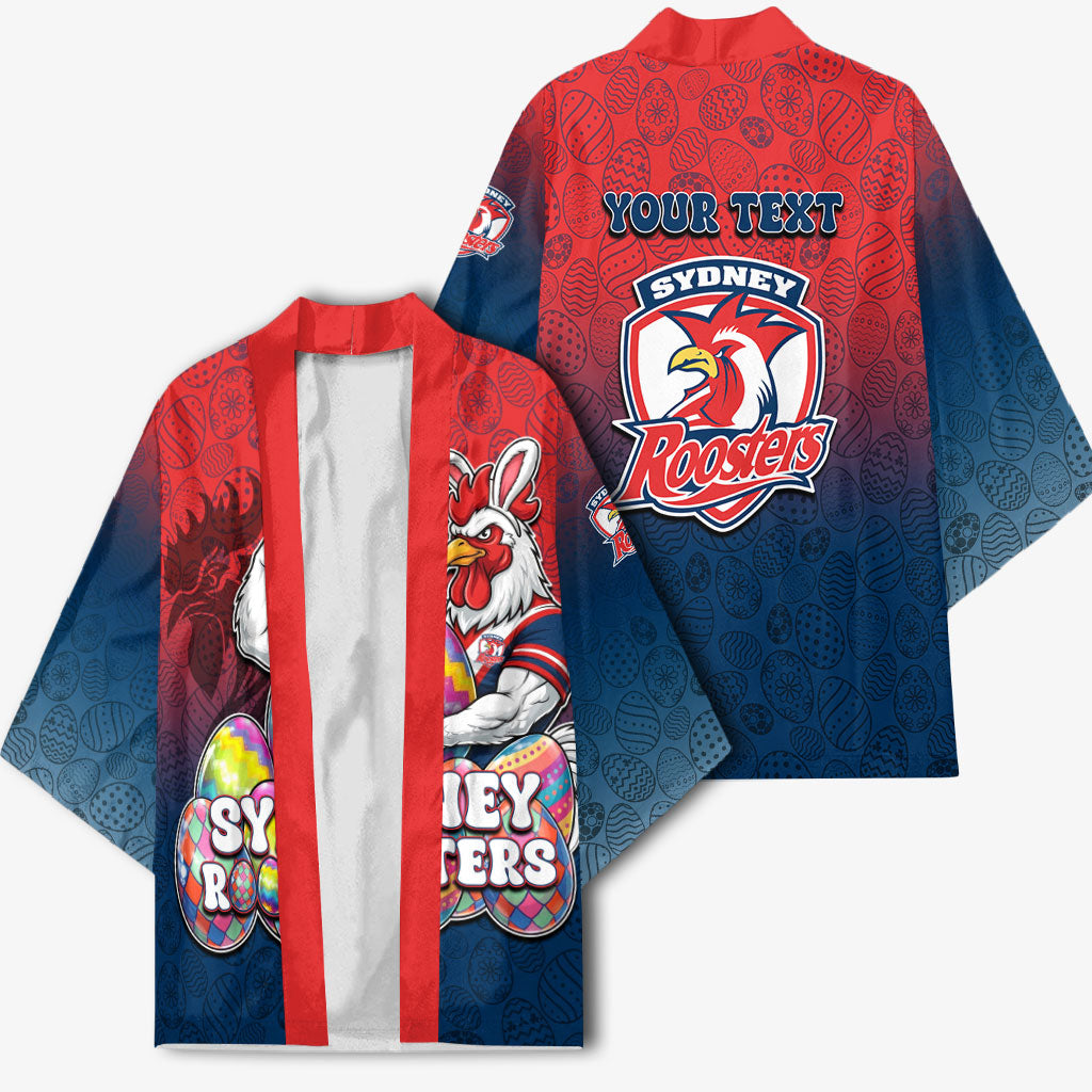Personalized Sydney Roosters Kimono Easter Mascot - Colorful Eggs Cartoon Style