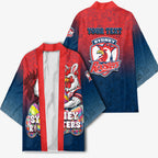 Personalized Sydney Roosters Kimono Easter Mascot - Colorful Eggs Cartoon Style