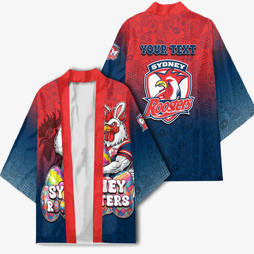 Personalized Sydney Roosters Kimono Easter Mascot - Colorful Eggs Cartoon Style