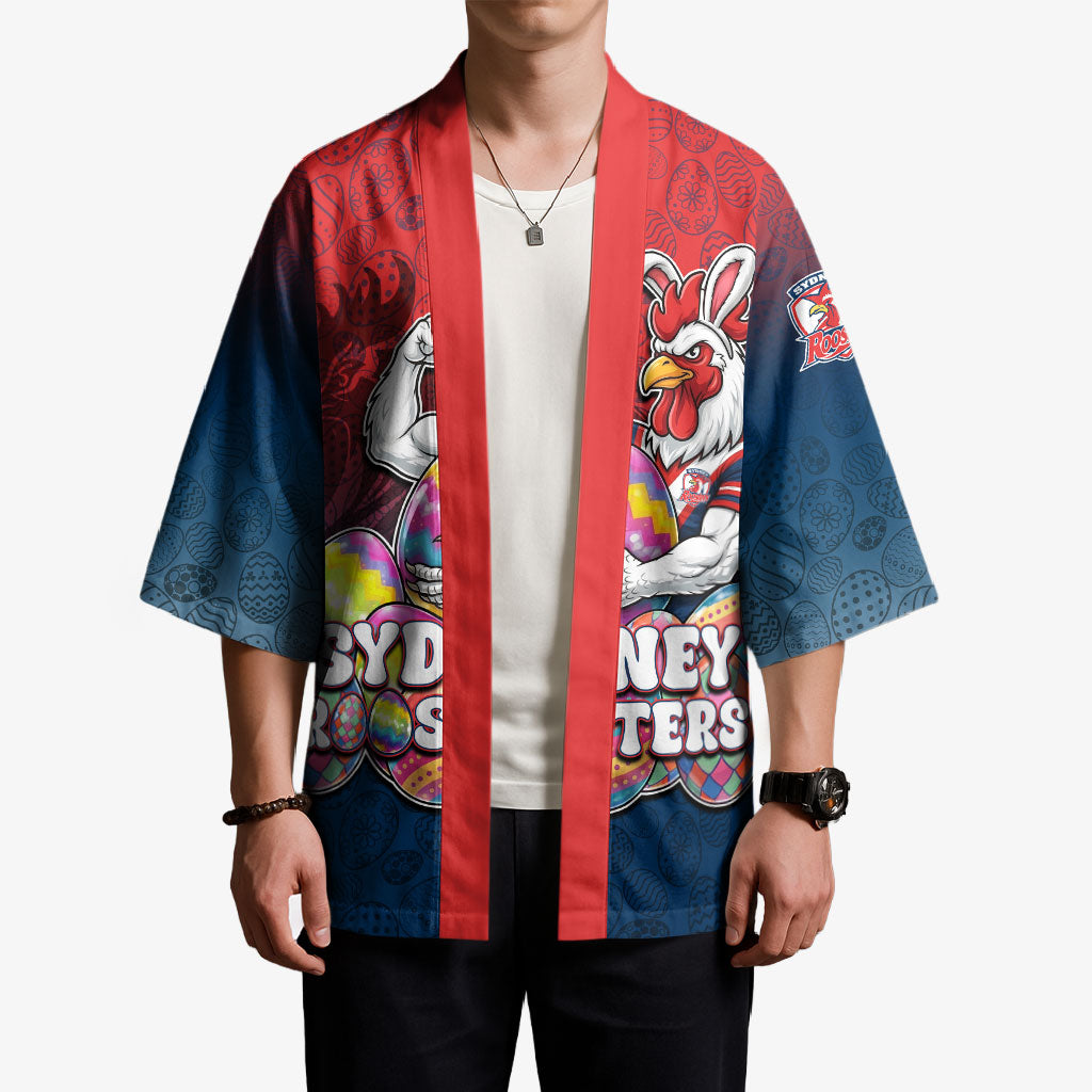 Personalized Sydney Roosters Kimono Easter Mascot - Colorful Eggs Cartoon Style