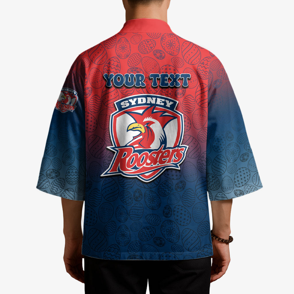 Personalized Sydney Roosters Kimono Easter Mascot - Colorful Eggs Cartoon Style