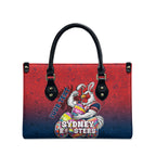 Personalized Sydney Roosters Leather Bag Easter Mascot - Colorful Eggs Cartoon Style