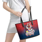Personalized Sydney Roosters Leather Tote Bag Easter Mascot - Colorful Eggs Cartoon Style