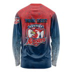 Personalized Sydney Roosters Long Sleeve Shirt Easter Mascot - Colorful Eggs Cartoon Style