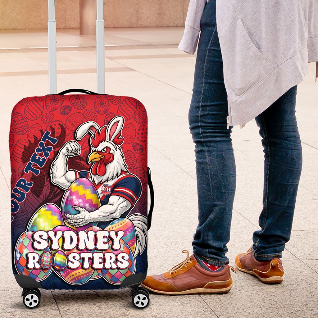 Personalized Sydney Roosters Luggage Cover Easter Mascot - Colorful Eggs Cartoon Style