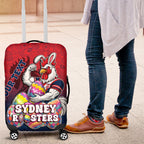 Personalized Sydney Roosters Luggage Cover Easter Mascot - Colorful Eggs Cartoon Style