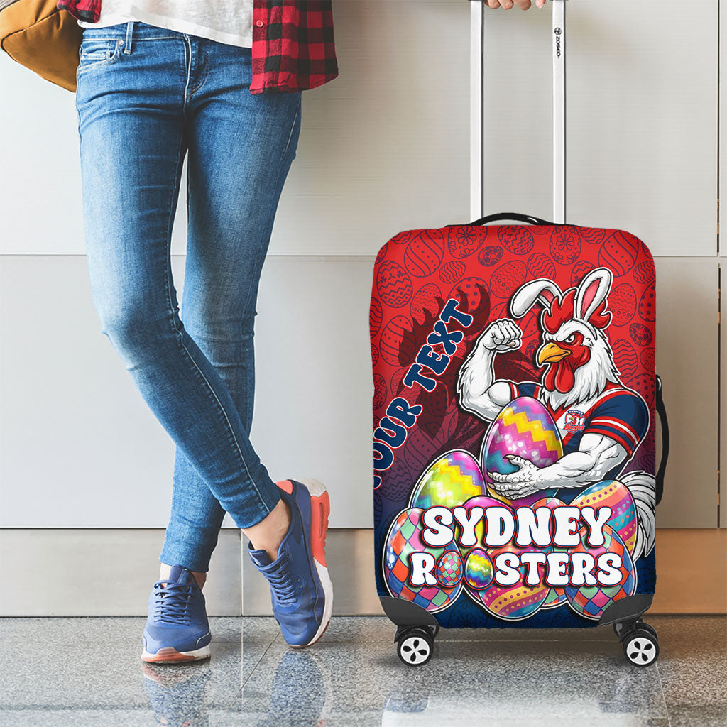 Personalized Sydney Roosters Luggage Cover Easter Mascot - Colorful Eggs Cartoon Style