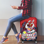 Personalized Sydney Roosters Luggage Cover Easter Mascot - Colorful Eggs Cartoon Style