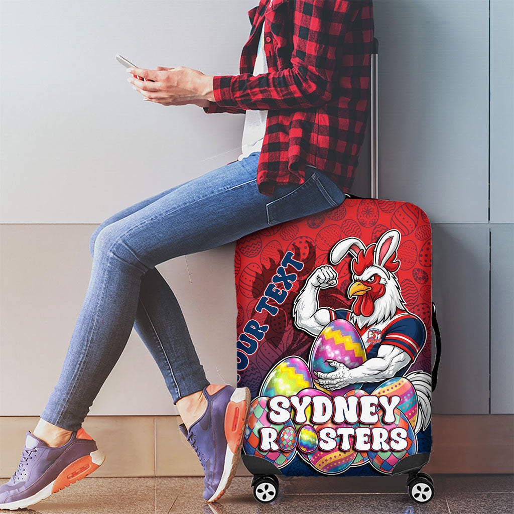 Personalized Sydney Roosters Luggage Cover Easter Mascot - Colorful Eggs Cartoon Style