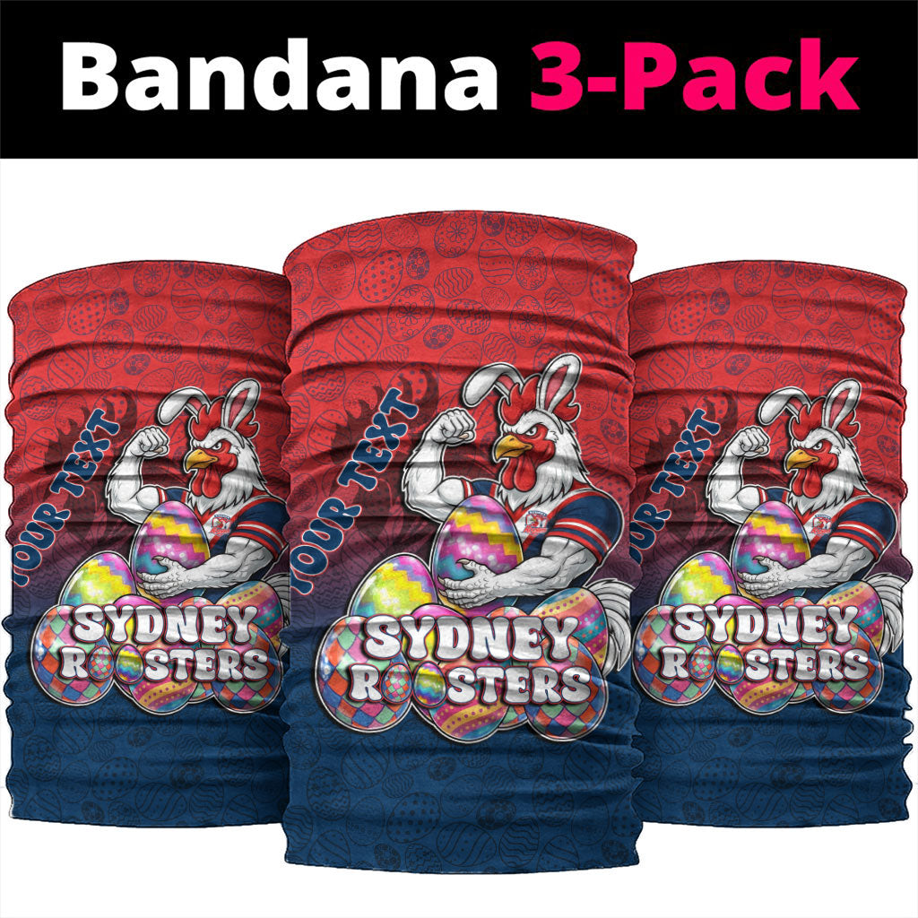 Personalized Sydney Roosters Neck Gaiter Easter Mascot - Colorful Eggs Cartoon Style