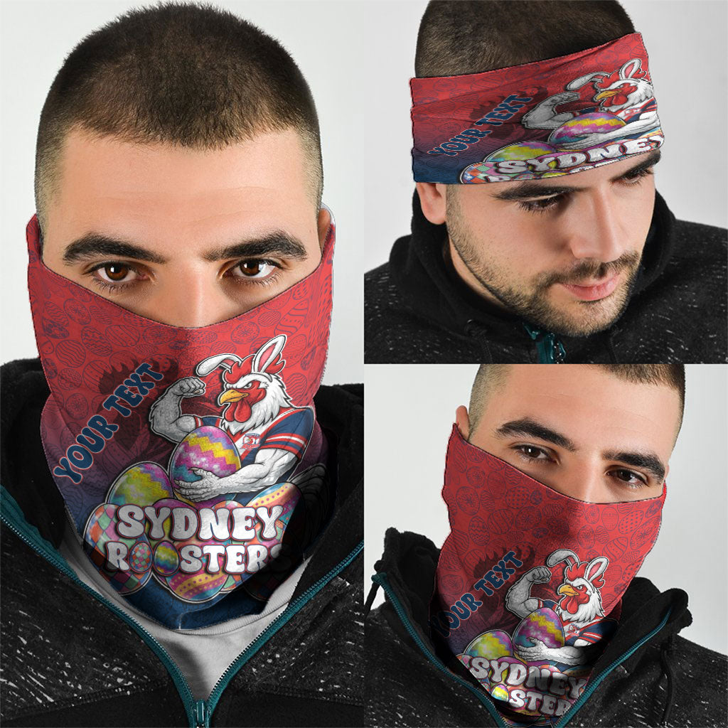 Personalized Sydney Roosters Neck Gaiter Easter Mascot - Colorful Eggs Cartoon Style