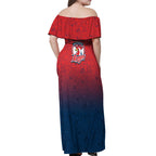 Personalized Sydney Roosters Off Shoulder Maxi Dress Easter Mascot - Colorful Eggs Cartoon Style