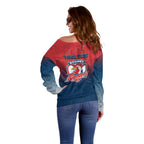 Personalized Sydney Roosters Off Shoulder Sweater Easter Mascot - Colorful Eggs Cartoon Style