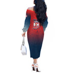 Personalized Sydney Roosters Off The Shoulder Long Sleeve Dress Easter Mascot - Colorful Eggs Cartoon Style