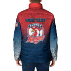 Personalized Sydney Roosters Padded Jacket Easter Mascot - Colorful Eggs Cartoon Style