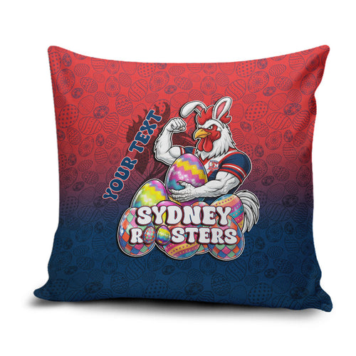 Personalized Sydney Roosters Pillow Cover Easter Mascot - Colorful Eggs Cartoon Style