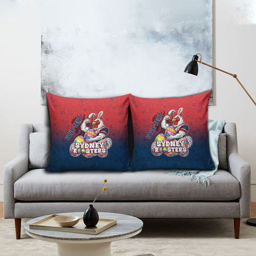 Personalized Sydney Roosters Pillow Cover Easter Mascot - Colorful Eggs Cartoon Style