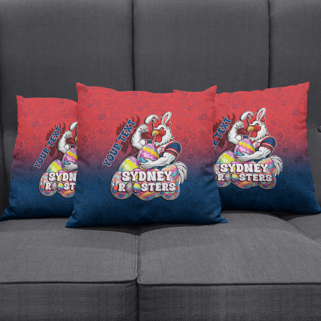 Personalized Sydney Roosters Pillow Cover Easter Mascot - Colorful Eggs Cartoon Style